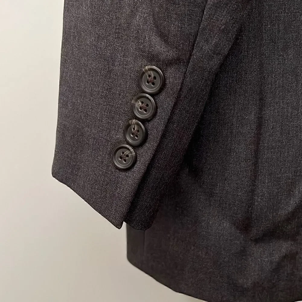 Ralph Lauren Men's Black Button Front Wool Blazer Sport Coat Suit